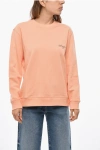 Msgm Cotton Crew-neck Sweatshirt With Embroidery Logo In Pink