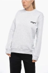 Msgm Cotton Crew-neck Sweatshirt With Embroidery Logo In Gray