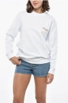 Msgm Cotton Crew-neck Sweatshirt With Embroidery Logo In White