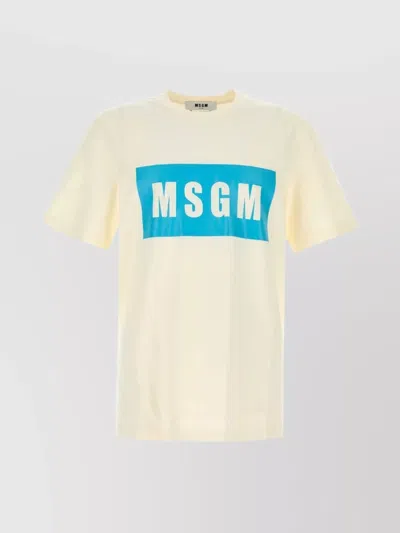 Msgm Cotton Crew Neck T-shirt In Neutral