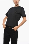 Msgm Cotton Crew-neck T-shirt With Logo Patch In Black