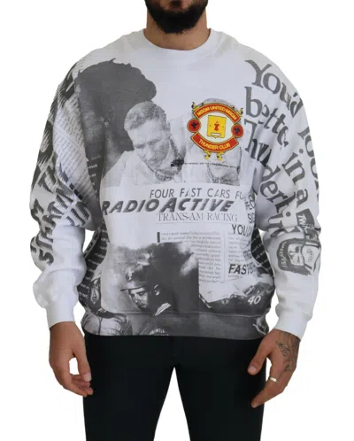 Msgm Cotton Crewneck Pullover Sweatshirt Men's Sweater In White