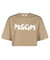 Msgm Beige Cotton T-shirt In Neutral