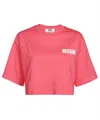 Msgm Cotton Crop Top In Pink