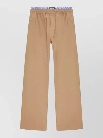 Msgm Cotton Gabardine Trousers Double Elastic Waistband In Brown