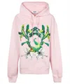 Msgm Crocodile-print Cotton Hoodie In Pink