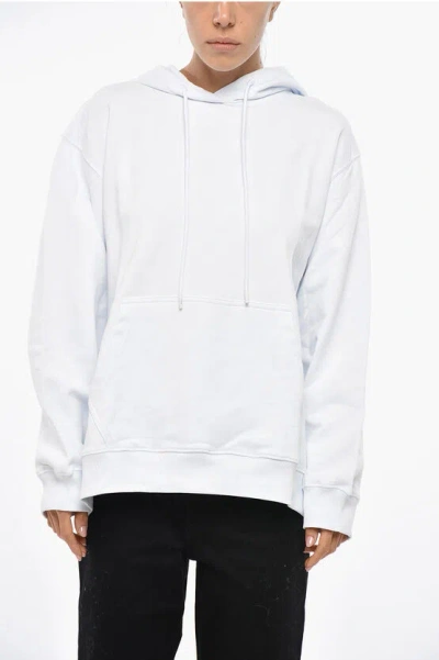 Msgm Cotton Hoodie With Contrasting Logo In White