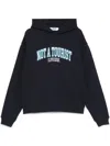 Msgm Cotton Hoodie With Print In Blue