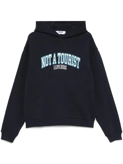 MSGM COTTON HOODIE WITH PRINT