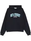 Msgm Cotton Hoodie With Print In Blue
