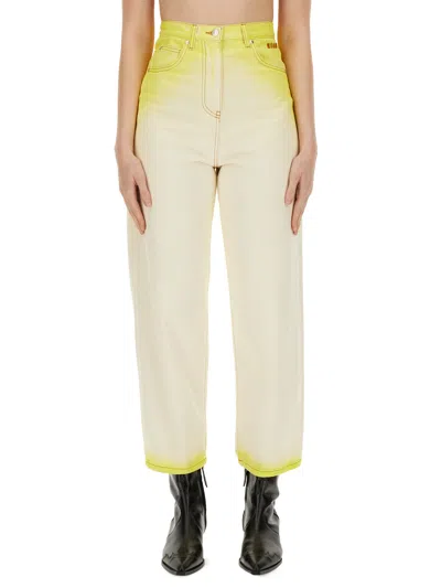 Msgm Cotton Jeans In Yellow