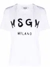 Msgm Round Neck Short Sleeves Straight Hem In White