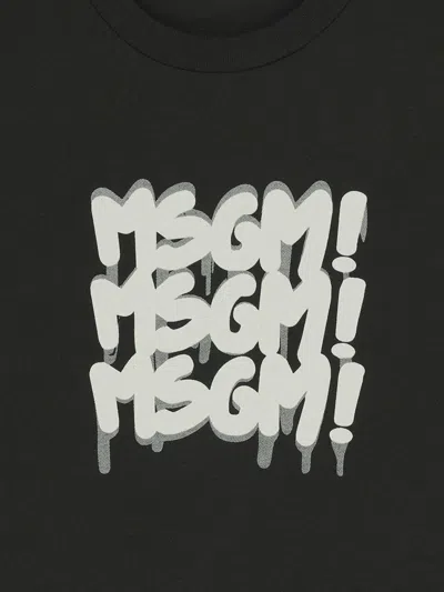 Msgm Cotton Logo-print T-shirt In Black