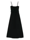 Msgm Fitted Black Dress With Ruching And Flowing Skirt In Black