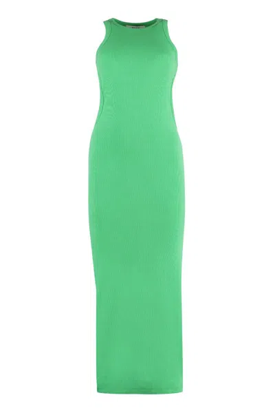 Msgm Cotton Midi Sheat-dress In Green