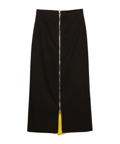 Msgm Cotton Midi Skirt In Black