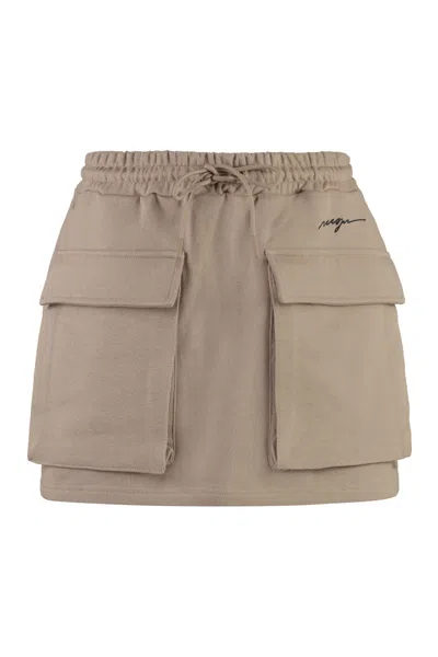 Msgm Cotton Mini-skirt In Beige