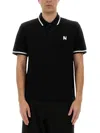 Msgm Cotton Polo With Short Sleeves And Contrasting Collar In Black