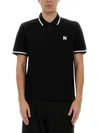 Msgm Cotton Polo With Short Sleeves And Contrasting Collar In Black