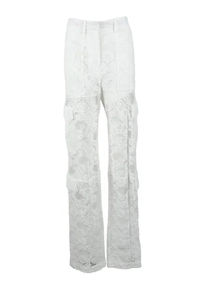 Msgm Cotton Polyamide Trousers - White