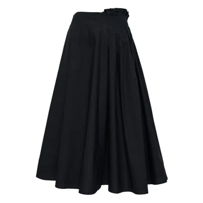 Msgm Cotton Popeline Skirt In Black