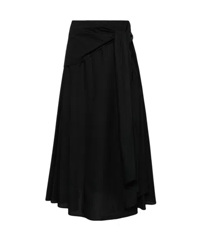 Msgm Cotton Poplin Midi Skirt In Black