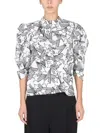 Msgm Star Pattern Cotton Poplin Shirt In White
