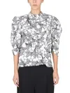 Msgm Star Pattern Cotton Poplin Shirt In White