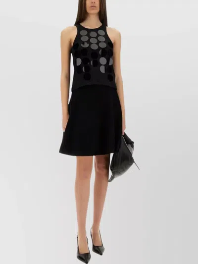 Msgm Cotton Racerback Tops With Round Disc Embellishments In Black