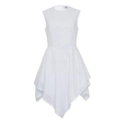 Msgm Cotton Sangallo Dress In White
