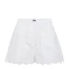Msgm White Embroidered Shorts In White