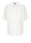 Msgm Cotton Shirt With Short Sleeves And Back Slit