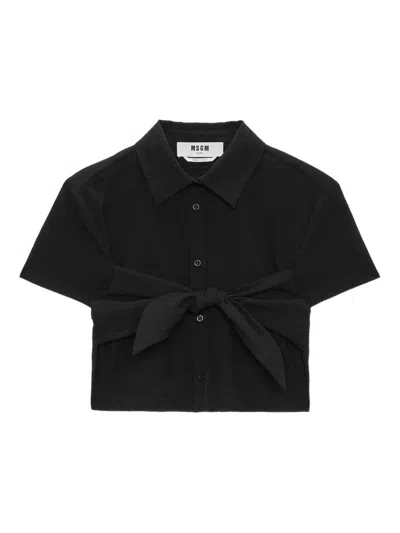 Msgm Cotton Shirt In Black