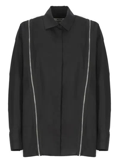 Msgm Cotton Shirt In Black