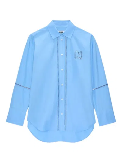 Msgm Cotton Shirt In Blue