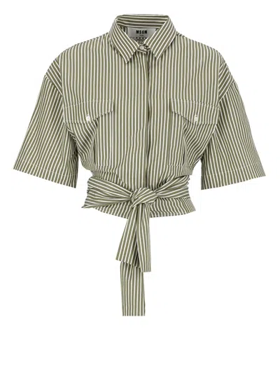 Msgm Cotton Shirt In Green