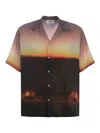 Msgm Graphic-print Satin Shirt In Multicolour
