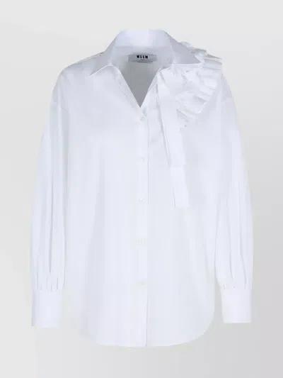 MSGM COTTON SHIRT RUFFLE DETAIL