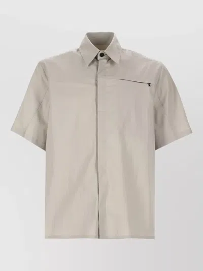 Msgm Cotton Shirt Short Sleeves Chest Pocket In Neutral