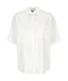 Msgm Cotton Shirt With Short Sleeves And Back Slit In White