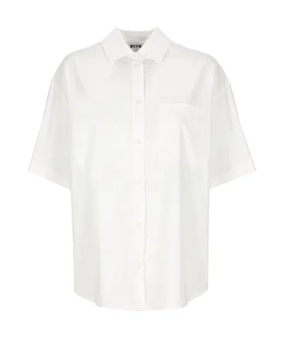 Msgm Cotton Shirt In White
