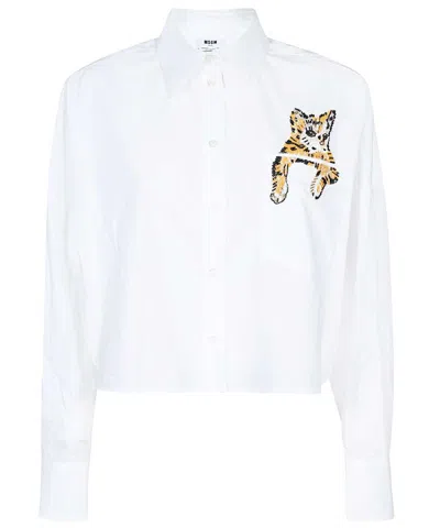 Msgm Cotton Shirt In White