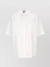 Msgm Cotton Shirt With Short Sleeves And Back Slit In White