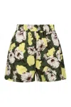 Msgm Elastic Waistband Floral Print Side Pockets