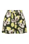 Msgm Elastic Waistband Floral Print Side Pockets