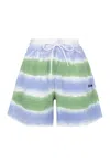 Msgm Elastic Waistband Tie-dye Pattern Shorts In Blue