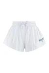 Msgm Cotton Shorts Elastic Waistband Relaxed Fit In White