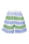 Msgm Elastic Waistband Tie-dye Pattern Shorts In Blue