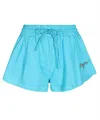 Msgm Elasticated-waistband Embroidered-logo Shorts In Blue