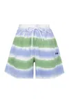 Msgm Elastic Waistband Tie-dye Pattern Shorts In Green